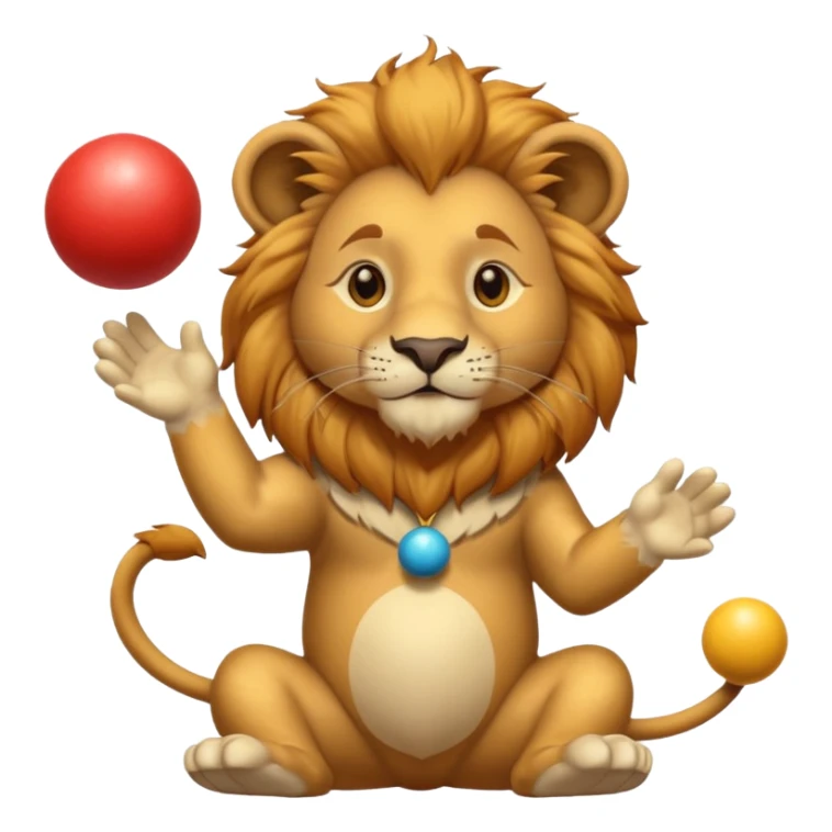a Circus cute lion juggling two metal ball sticker
