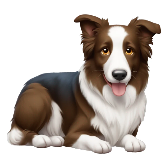 Border collie castanho claro e branco com um lacinho azul no pescoço  sticker