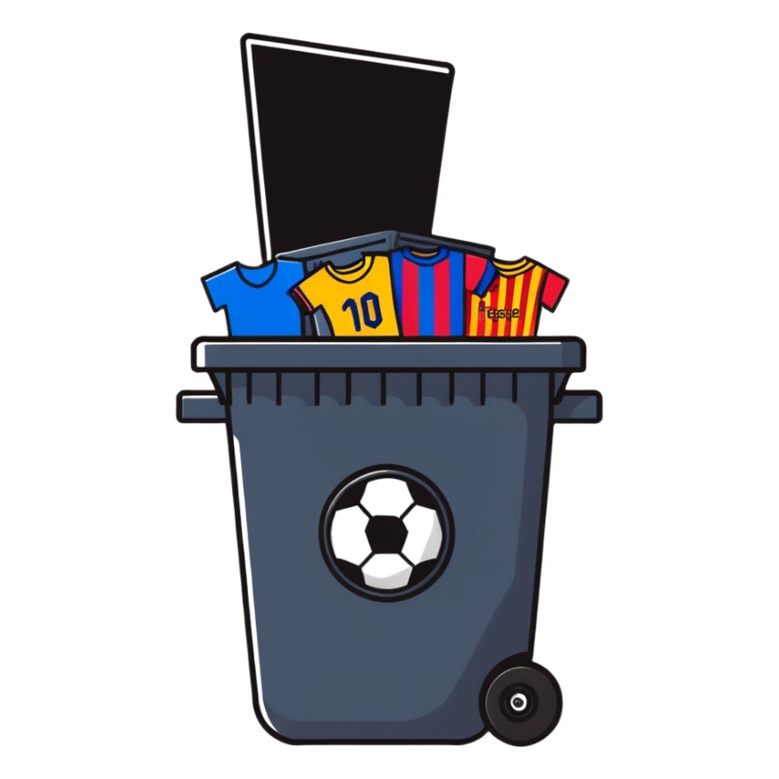 Barcelona soccer team in a trash can sticker