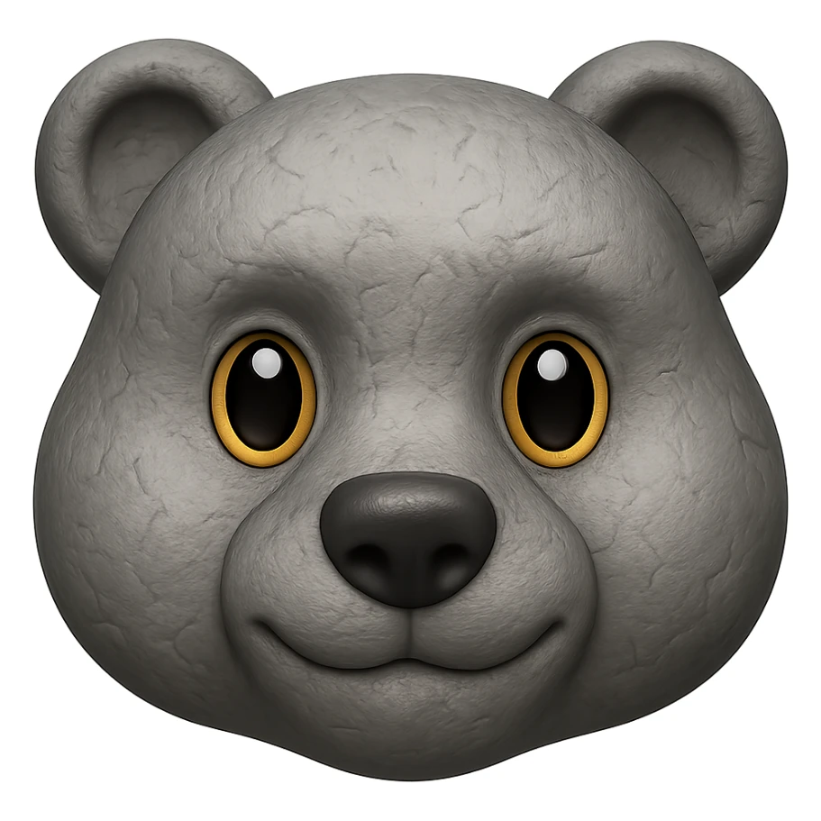 A stone that looks like a bear, emoji style sticker
