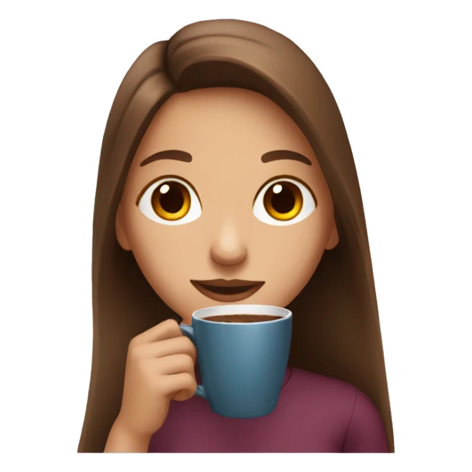 Girl with long brown hair drinking coffee sticker