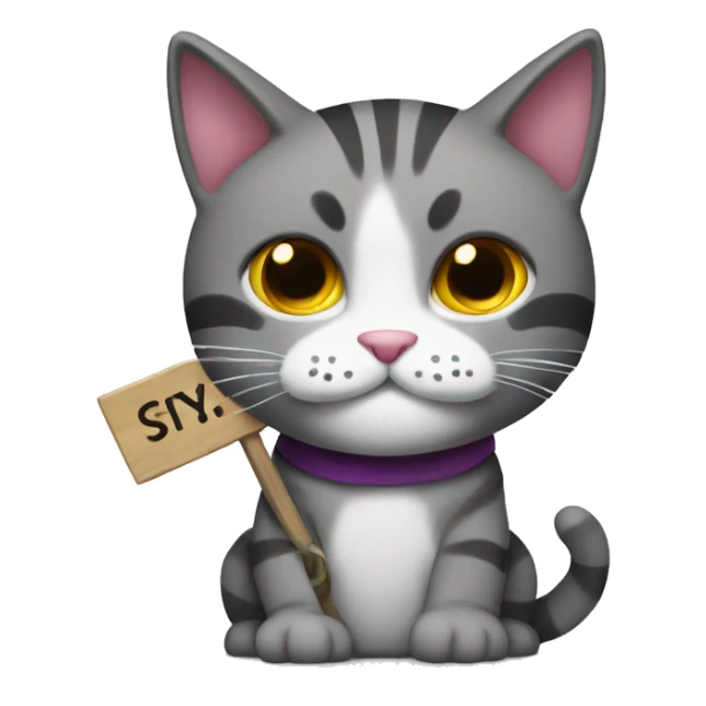Cat holding sign that’s says “gay” sticker