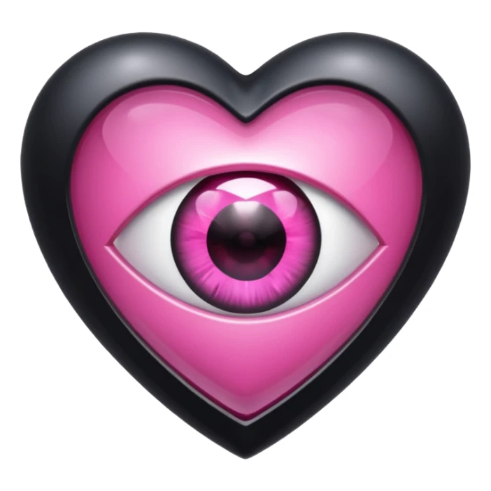 A black heart Gem with a pink eye in the center sticker