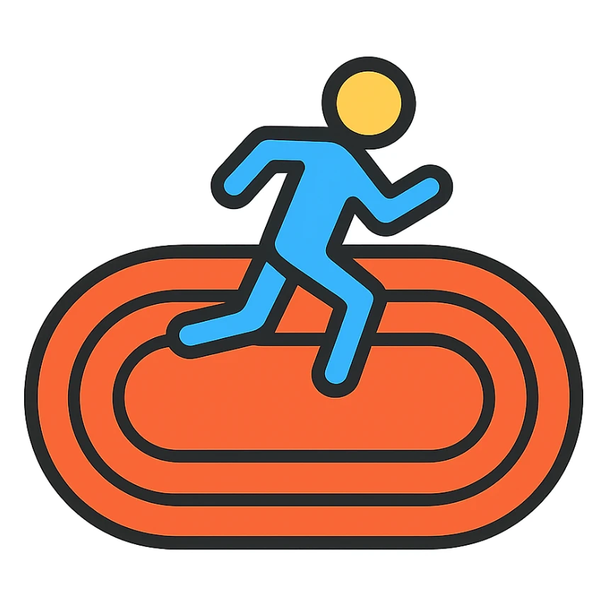 A running track with a runner, flat design, minimalistic, sporty sticker