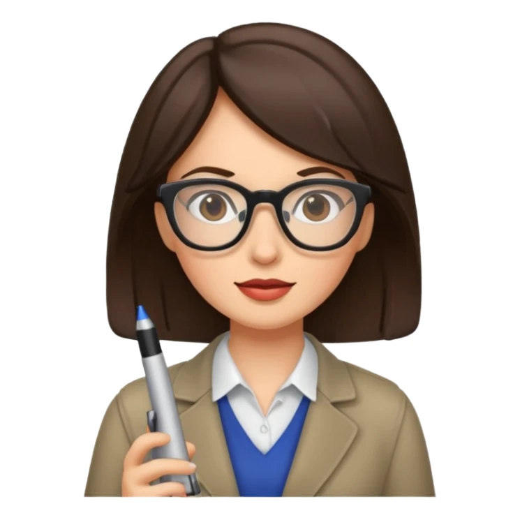 journalist brunette woman with glasses sticker