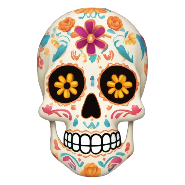 Día de los Muertos happy skull, in the same size as the normal skull emoji sticker