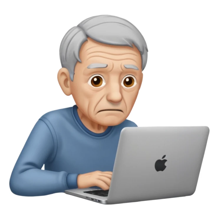 confused old man on a laptop sticker