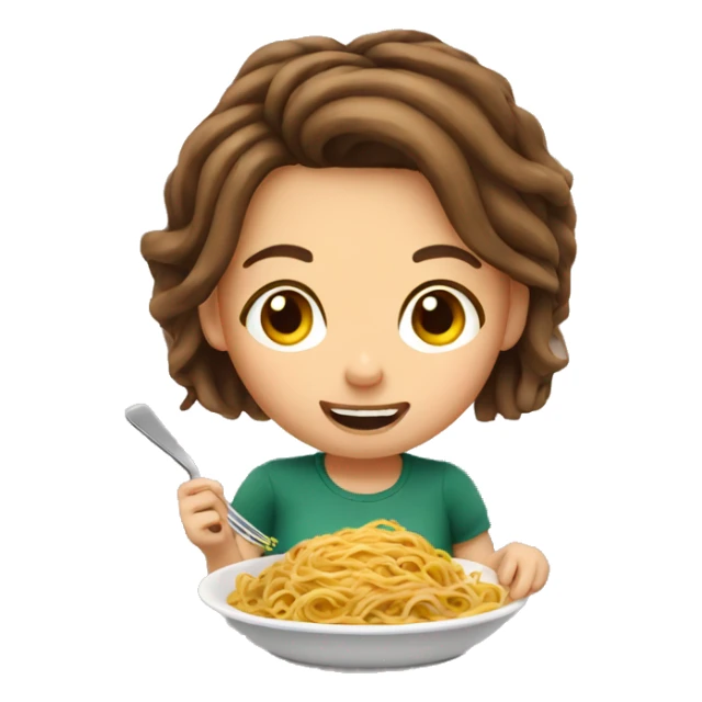 Girl with brown hair eating spaghetti  sticker