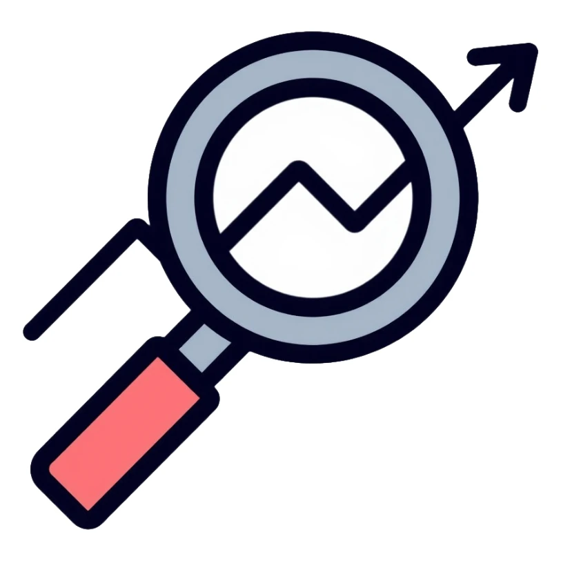 simple magnifying glass over a descending chart line sticker