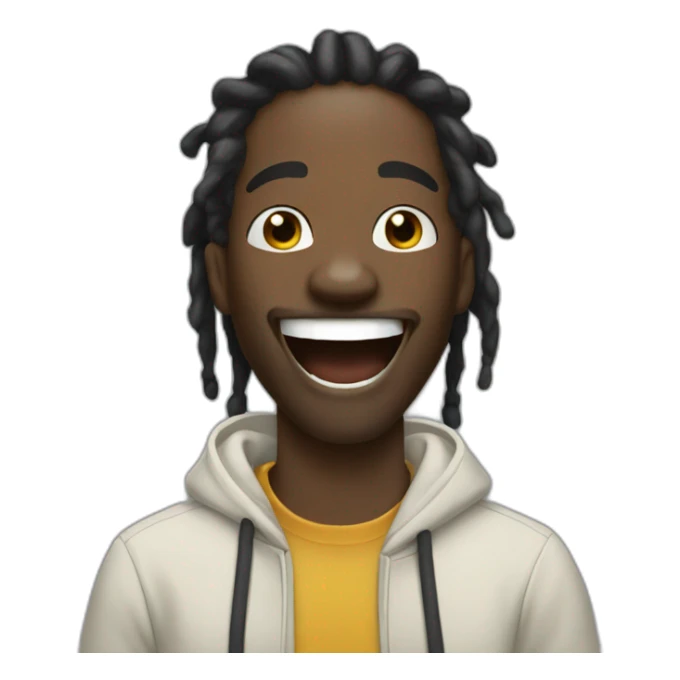 Black man with dreadlocksand hoodie laughing sticker