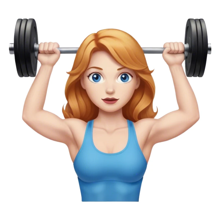 Strawberry Blonde woman with blue eyes lifting weights sticker