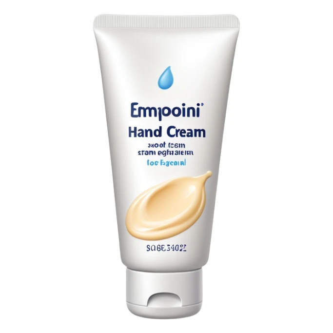 used tube of hand cream, slightly squeezed, cap off, some cream visible sticker