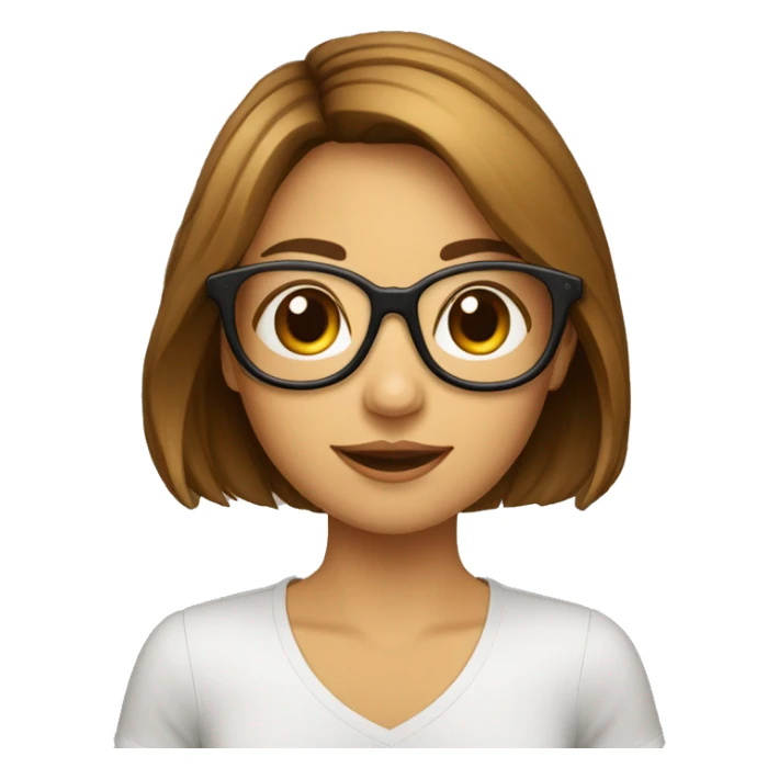 fille avec une coupe au carré chatain avec des lunettes sticker