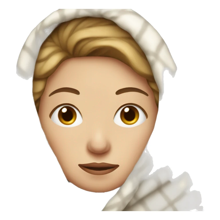 white woman with cold face and blanket sticker