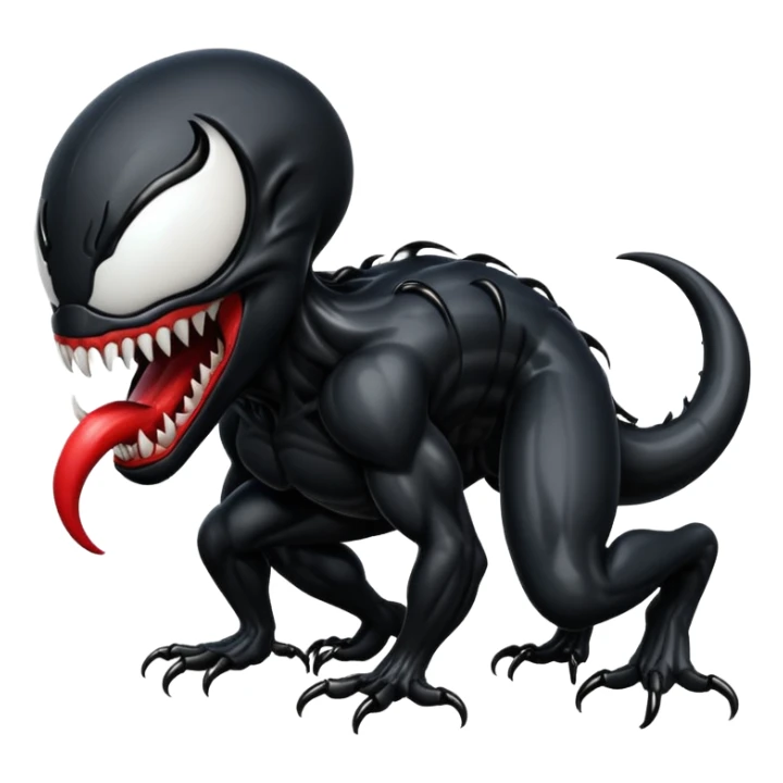 Venom crawling, clean black body, no logos or markings, normal Apple emoji style sticker