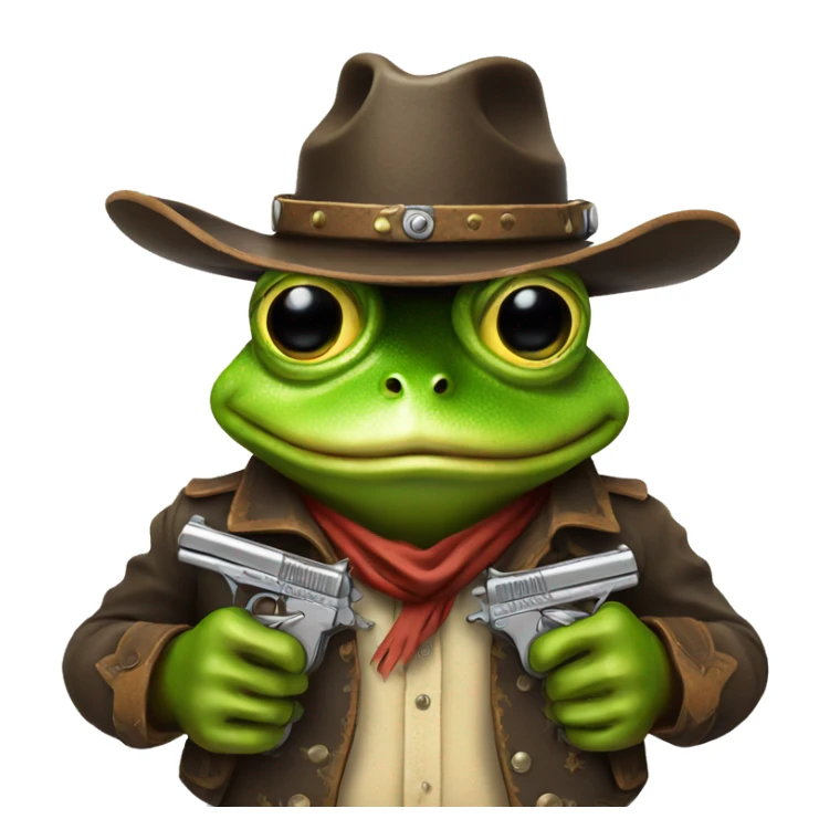 western cowboy frog with guns as hands sticker