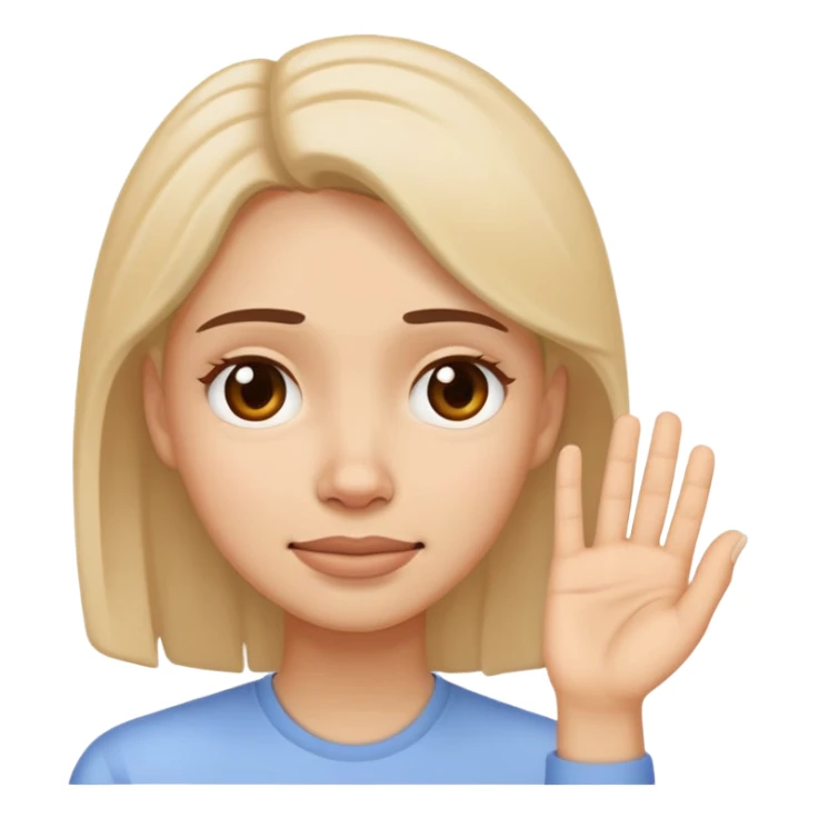 Woman propping up her tired face with hand, with a little smile sticker