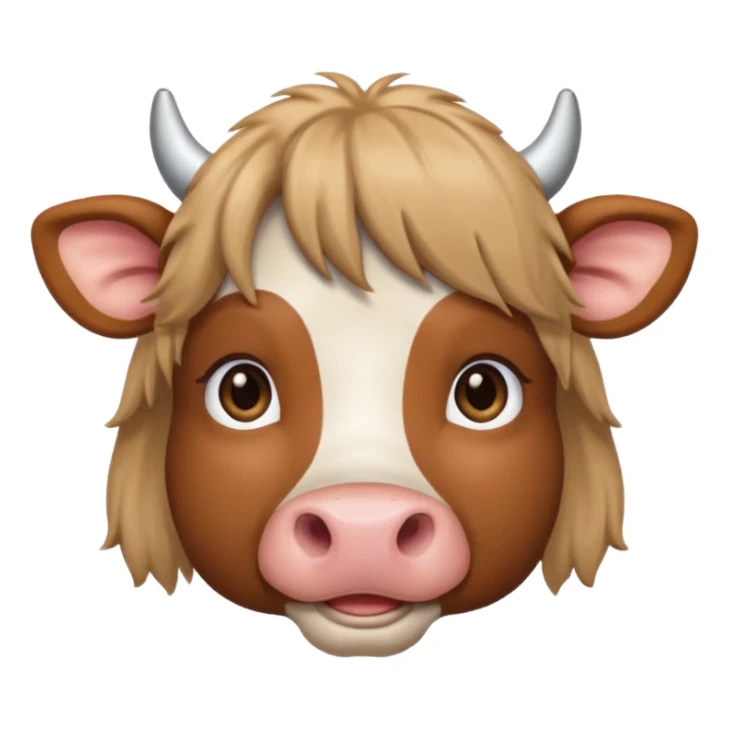 Make a cute brown cow with a light brown wig and brown eyes sticker