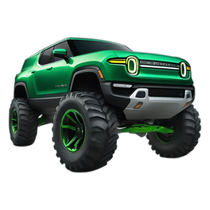 Rivian electric suv green as a monster truck sticker
