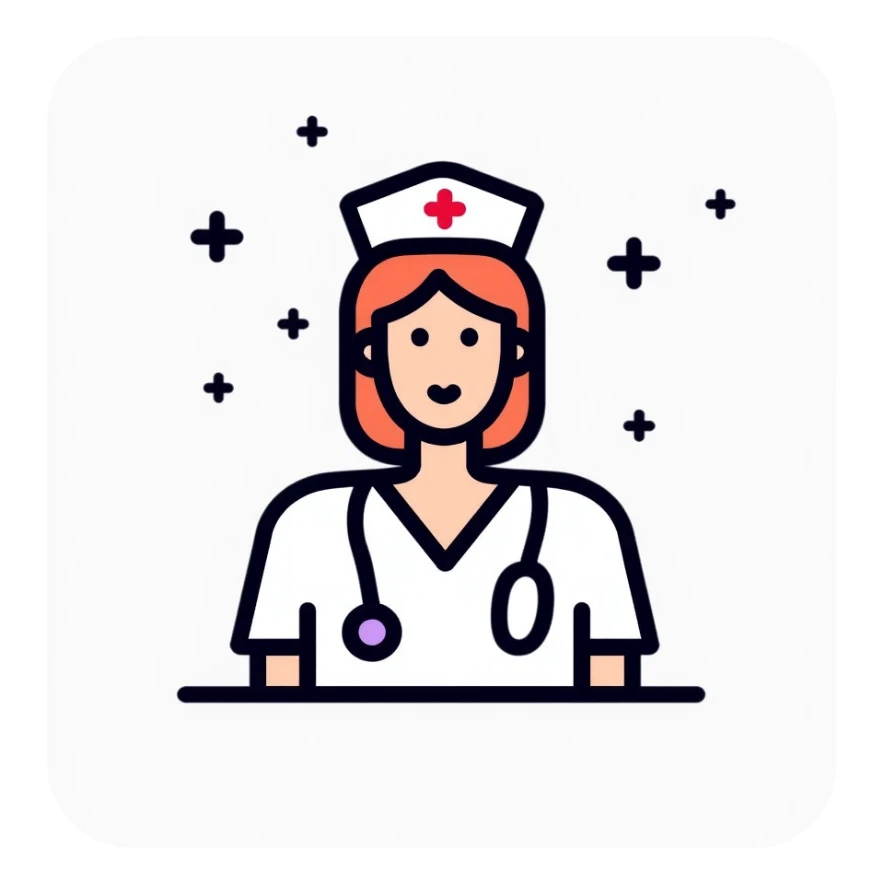 nurse icon with medical symbols sticker