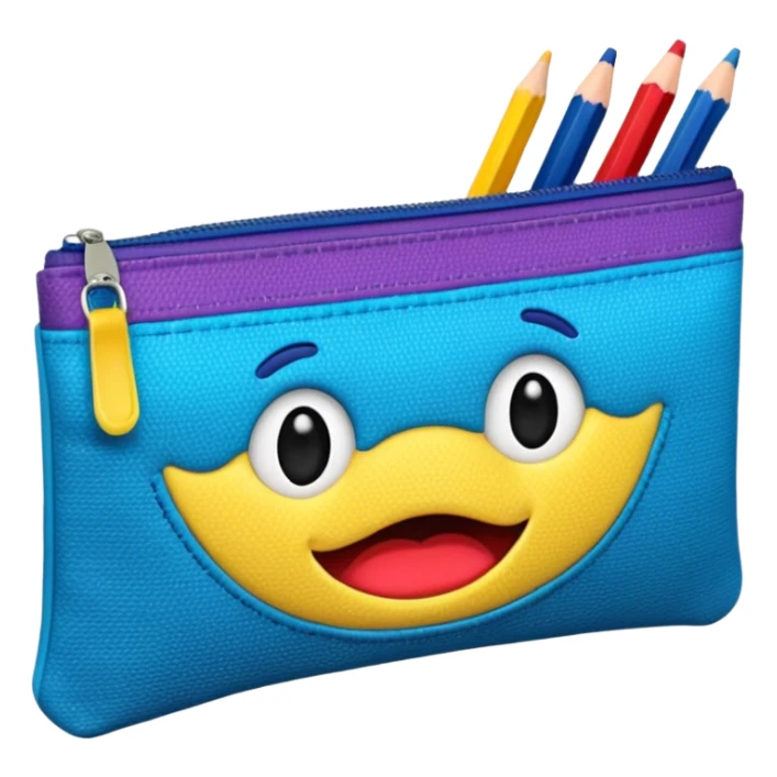 Pencil pouch with zipper mouth sticker