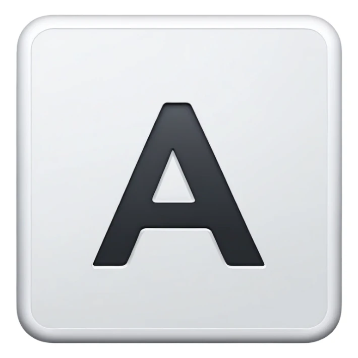 bold capital letter “A” in modern sans-serif typography, centered in a square shape sticker