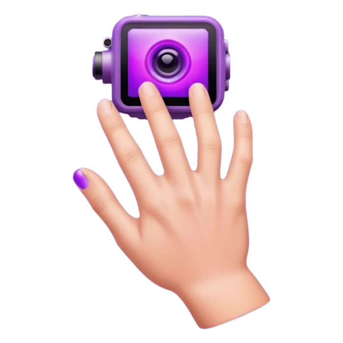 A hand with a thermal camera effect, purple color sticker
