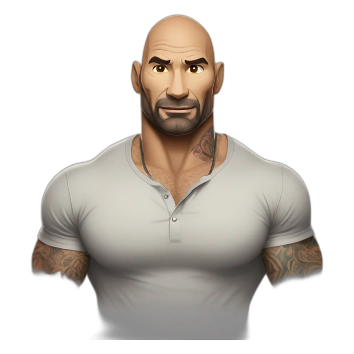 actor dave bautista cartoon wearing henley  sticker