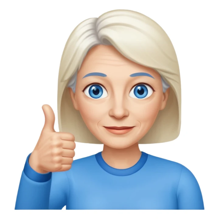 Older woman with blue eyes giving thumbs up sticker
