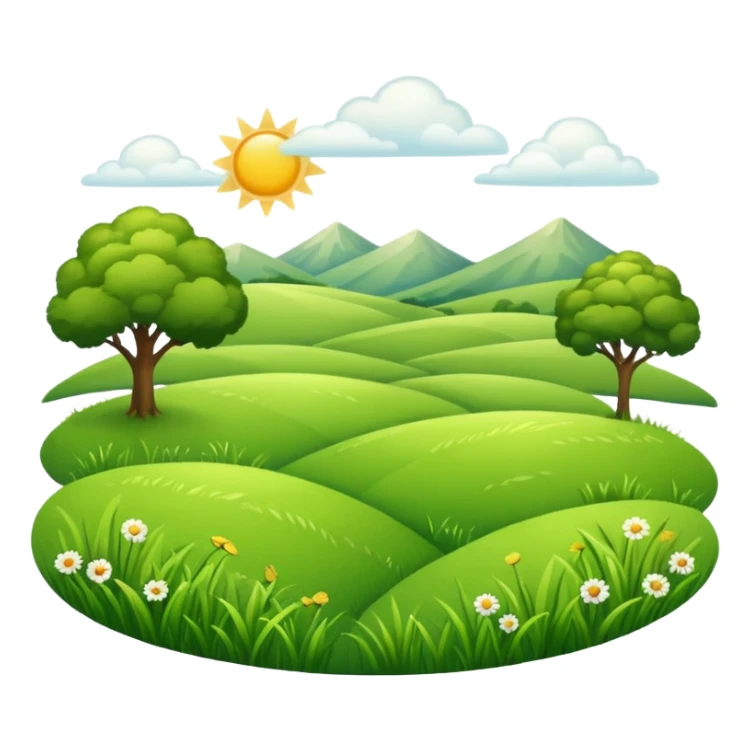 a simple and clear grassland scene emoji sticker