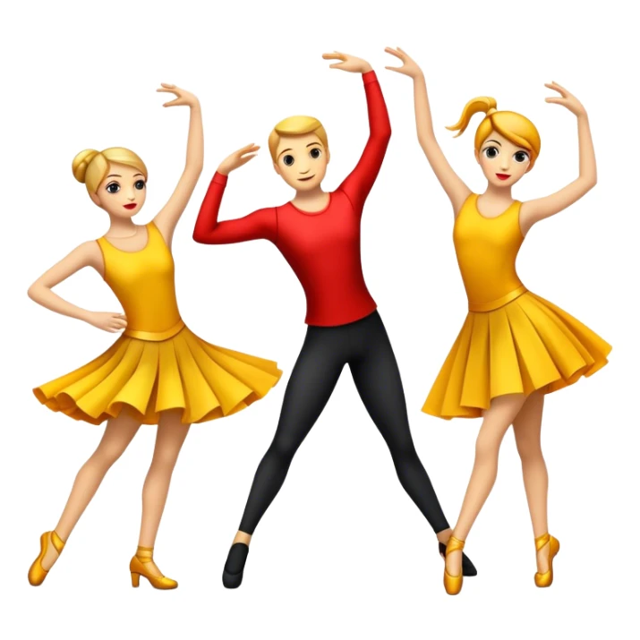 Humanless emoji of Contemporary Dance: bright modern clothing, dynamic abstract shapes, movement lines, and stage lighting like spotlights. The icon should convey the energy and creativity of contemporary dance through symbols and visual elements. Transparent background. sticker