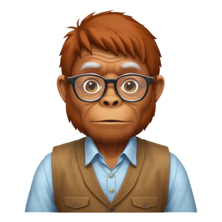Orangutan secretary, old, glasses, vest sticker