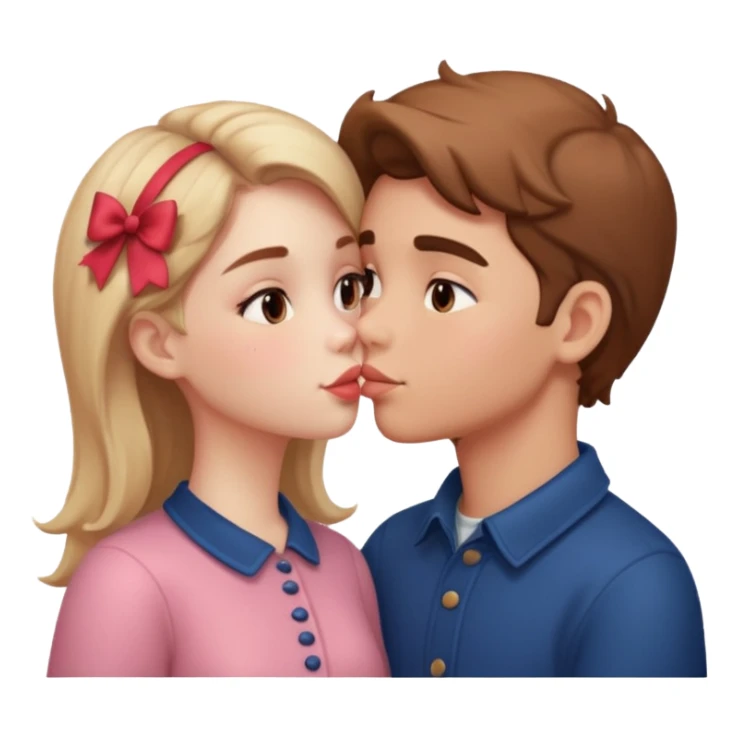French kiss fair boy and girl sticker