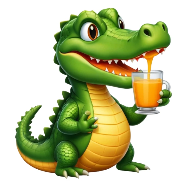 Alligator holding a cup of orange juice  sticker