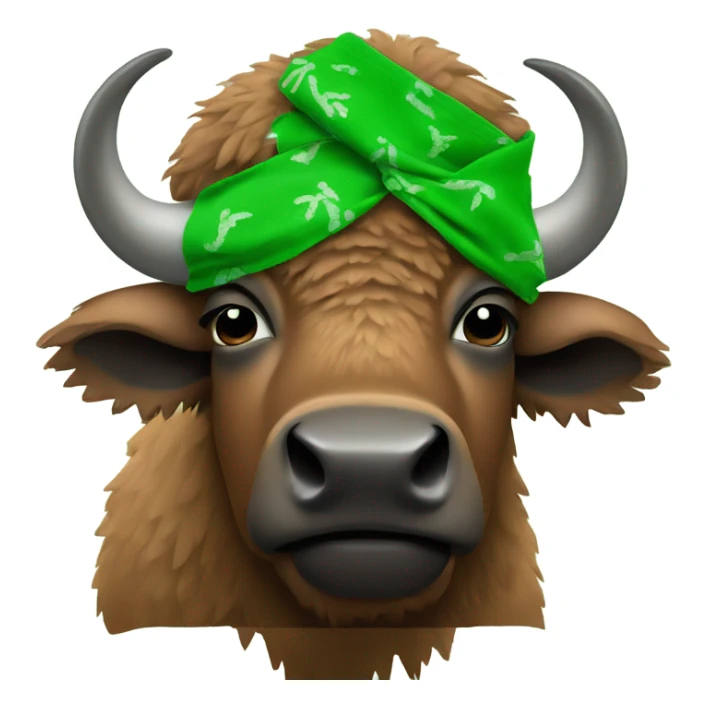 Bison wearing a green bandana sticker
