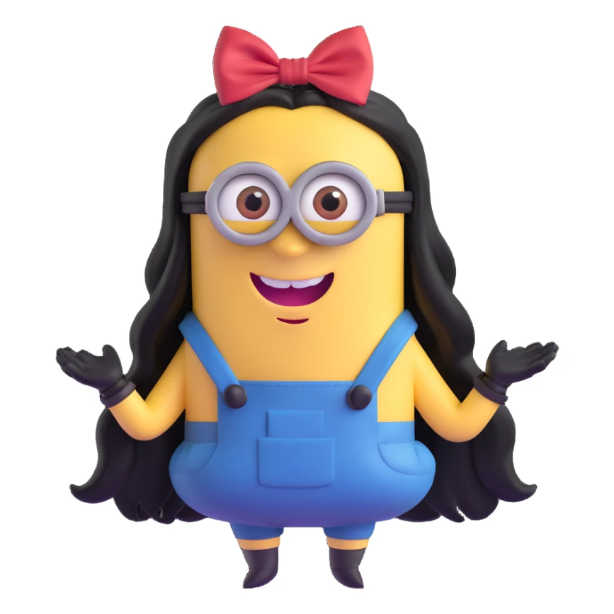 female minion with long hair and bow sticker