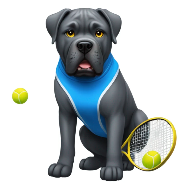 Blue and gold Cane Corso playing tennis. sticker