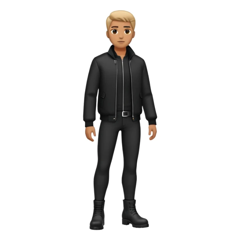 Full body standing male figure wearing black jacket, black pants, and black boots sticker