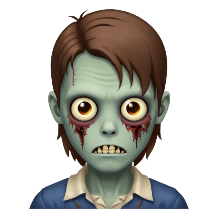 zombie boy with long brown hair sticker