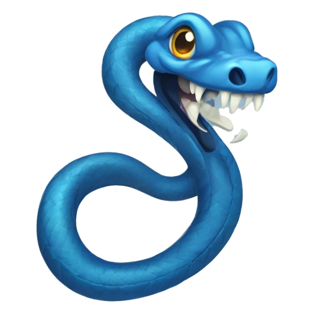 Blue snake with fangs and big eyes sticker