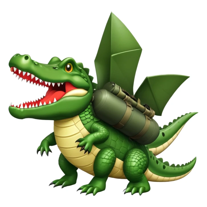 crocodile carrying bombs, military bomber crocodile sticker