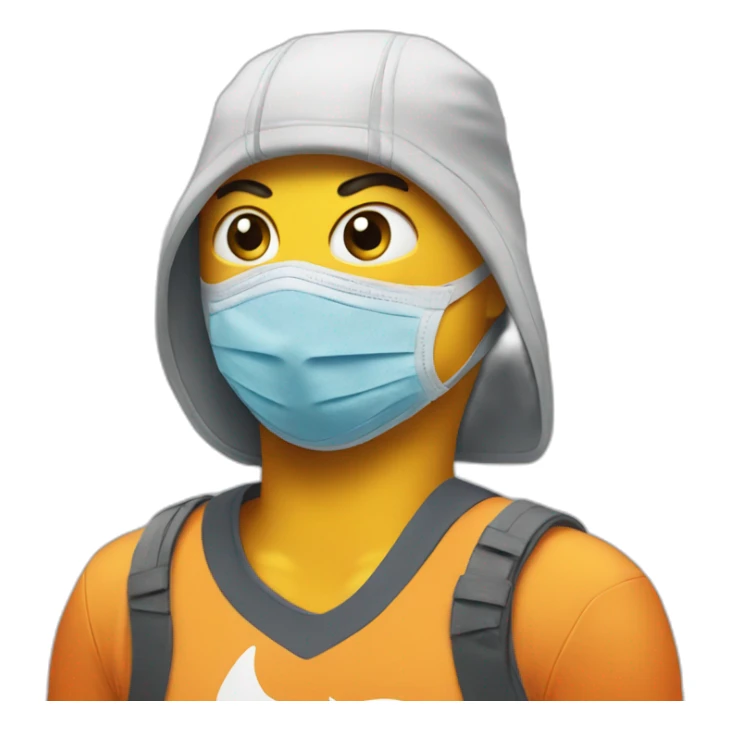 Bird wearing a nike t-shirt and mask sticker