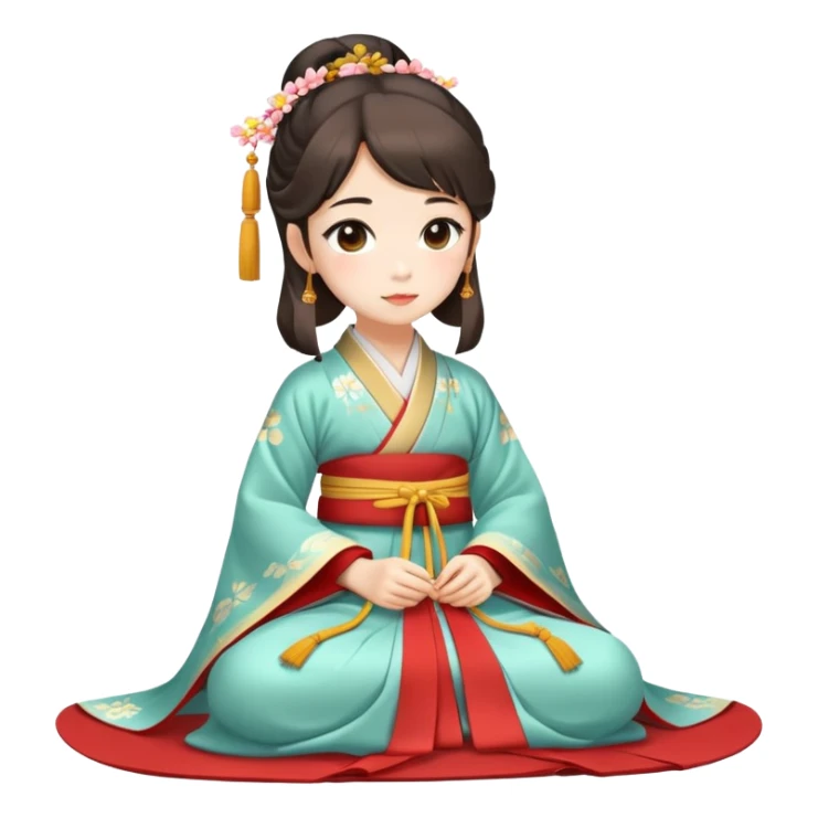 Beautiful girl in Hanfu sitting on the ground sticker