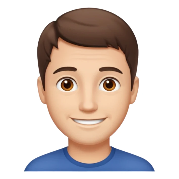 brown eyes, white, short, man brown hair haert sticker