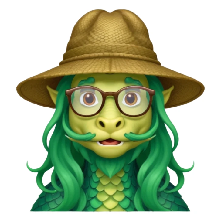 long hair dragon with hat and glasses sticker