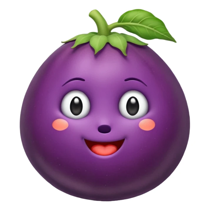 an eggplant nestled within a peach, cute and expressive, emoji style sticker