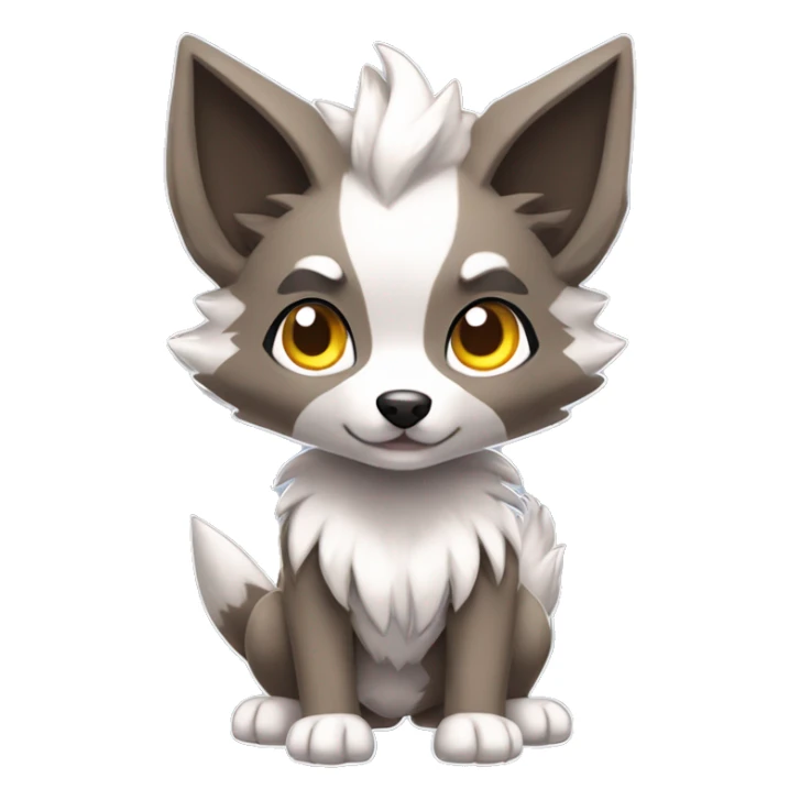 Kawaii Cool Chibi Poochyena-Rocruff-Lycanroc-Pokémon Full Body sticker