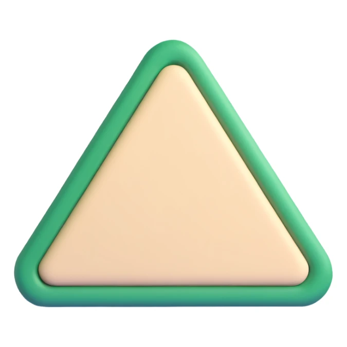 YouTube logo, natural shape: rounded rectangle with dark green fill, play triangle light beige, minimalism, volumetric style with soft shadows sticker