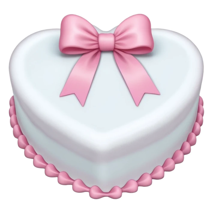 white heart shaped birthday cake with pink bow sticker