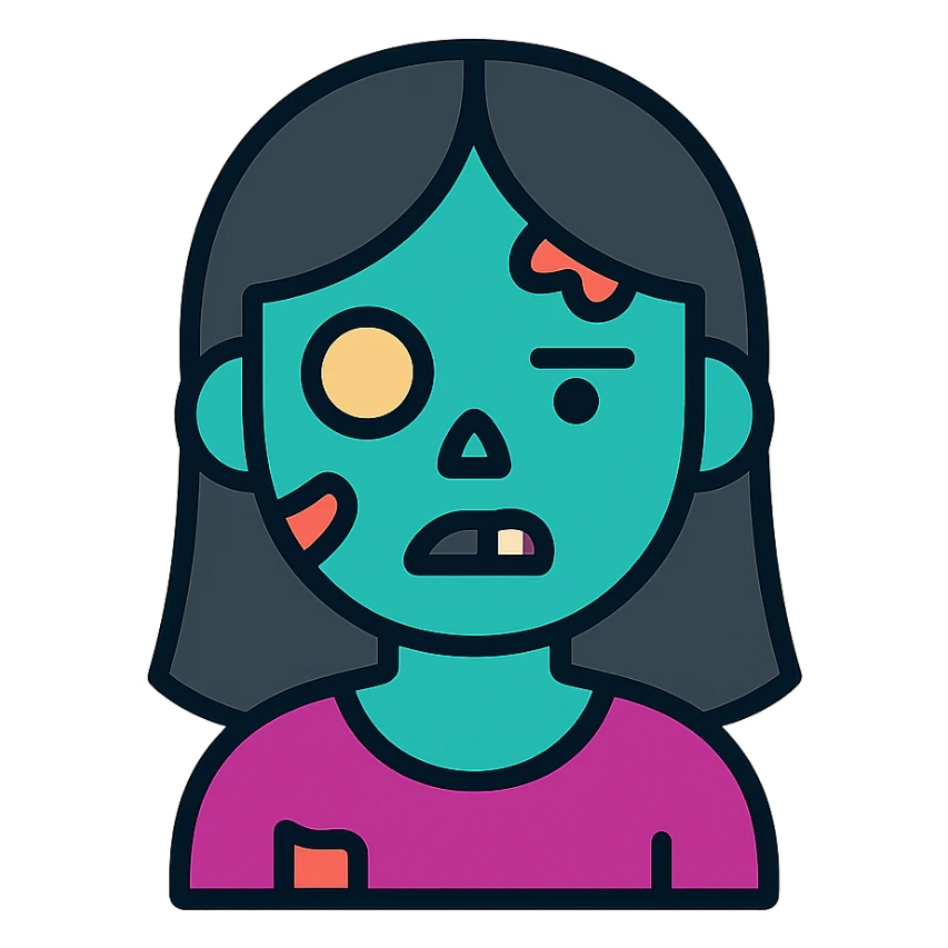 girl zombie with black long hair sticker